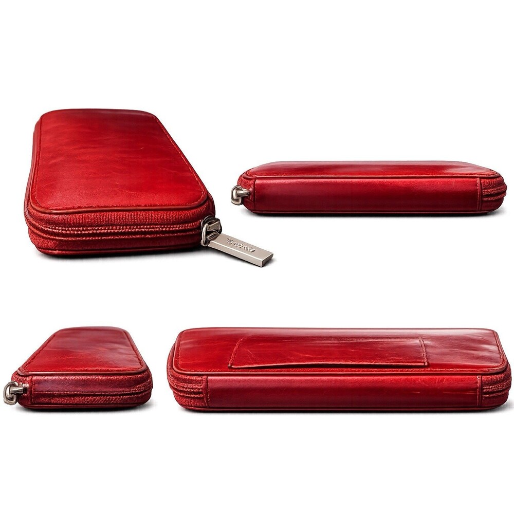 HOBO International Red Distressed Leather Zip Around Wallet Organizer Checkbook - Picture 5 of 5